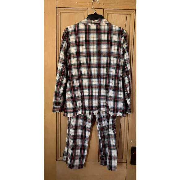 L.L.Bean Womens  Scotch Plaid Flannel Cotton Pajama Set Medium Petite Red XM EXC - Picture 3 of 12